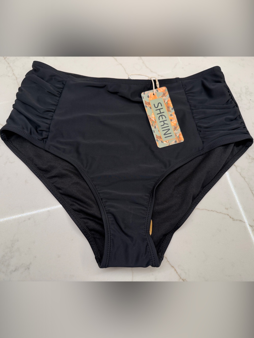 Shekini High-Waist Black Swim Bikini Bottoms